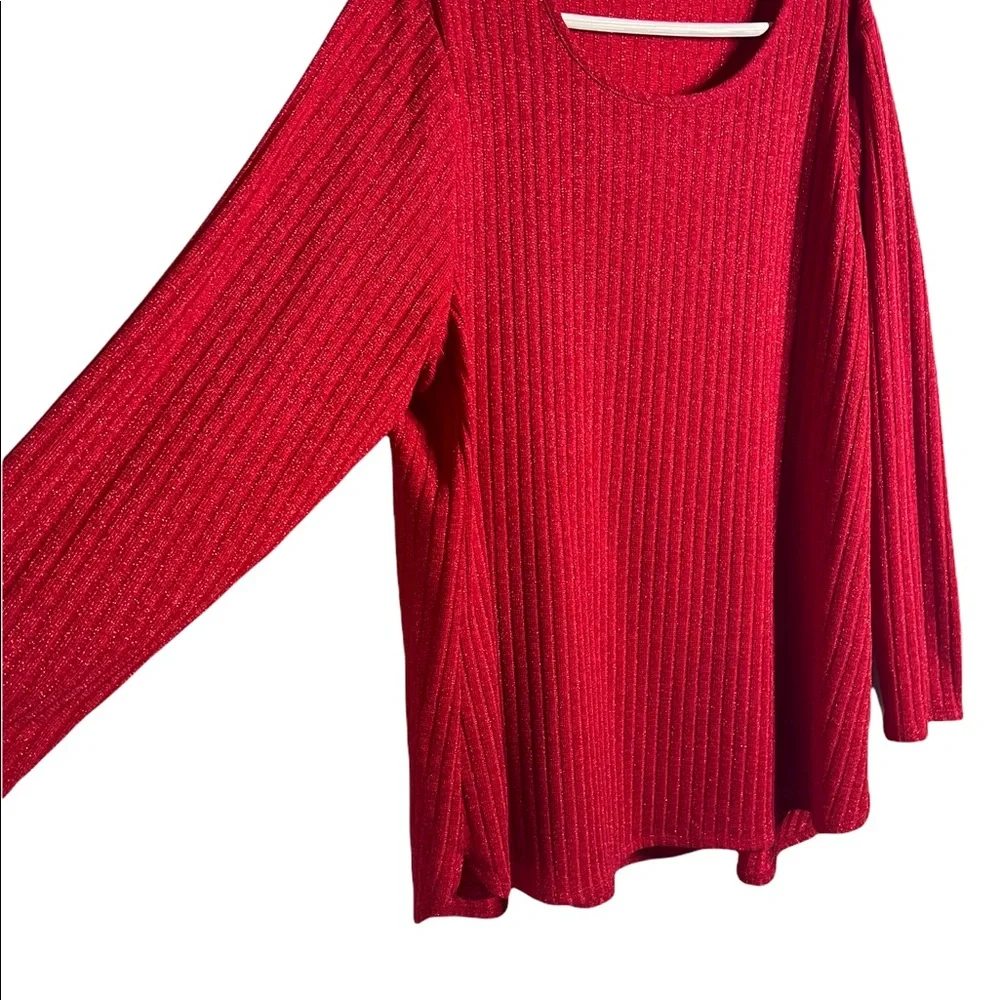 Calvin Klein Shimmer Red Scoop Neck Tunic Sweater Size 2X W0XHL848 - Picture 9 of 14